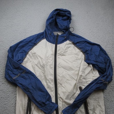 American Eagle Jacket Mens Medim Beige Blue Full Zip Long Sleeve Lightweight