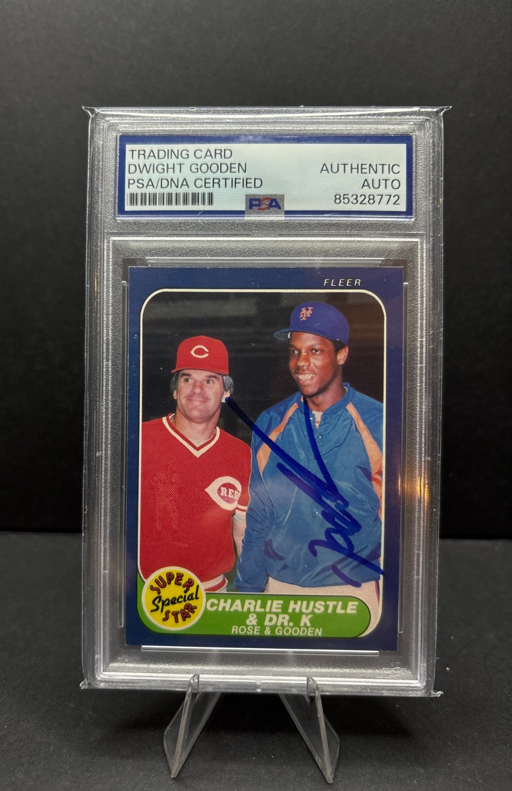 Dwight Gooden Auto 1986 Fleer Card w/Pete Rose, PSA/DNA Certified Authentic Auto