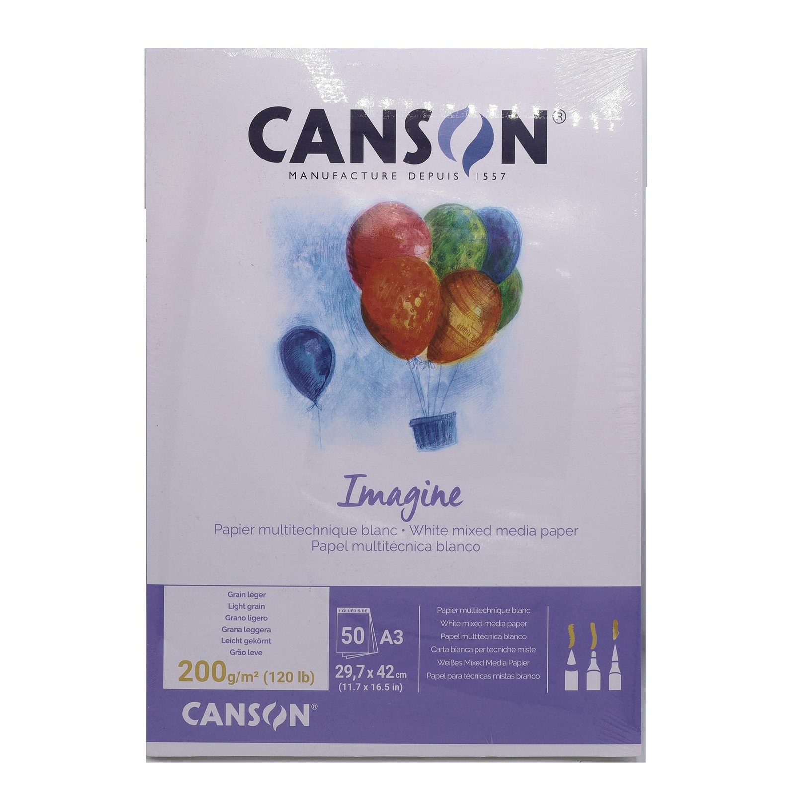 Canson Mixed Media imagine Pad A3 200gsm 50 Sheets painting drawing paper pad