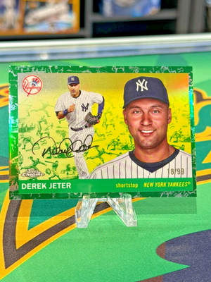 2025 Topps Chrome Platinum Derek Jeter Green TOILE 18/99 #458 NY Yankees