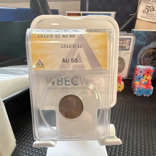 1912-D Lincoln Wheat Small Cent ANACS AU 55 Circulated Denver Mint Bronze BN