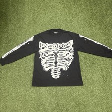 Hellstar Mens Black Long Sleeve Crew Neck Ske...