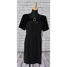 ESCADA Black Velvet Empire Cocktail Evening Sheath Dress Rhinestone Detail 40/10