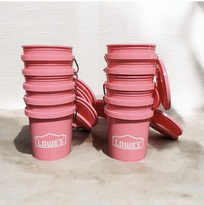 #ad Lowe’s Mini Bucket Pink w Lid RARE Lot of 10 SET SHIPS TODAY $44.99