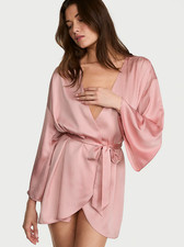 Victoria's Secret Satin Short Robe - Chalk Rose