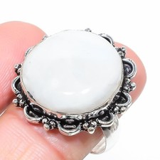 Natural Moonstone Gemstone 925 Sterling Silver Jewelry Ring Size 9" US