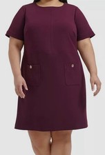 Tommy Hilfiger Women's Purple Patch-Pocket Shift Dress Plus Size 22W