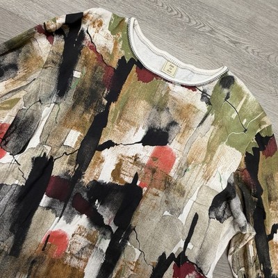 Jess & Jane USA Tunic Top Womens 1X Abstract Art Print Boho Cotton Oversized
