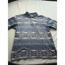 Men  s Vintage Large Cotton Western Aztec Wrangler Polo Short Sleeve Retro