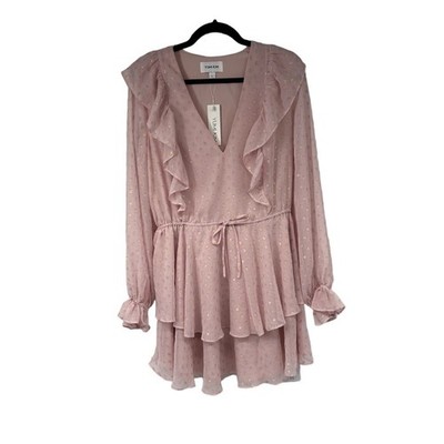 NWT YUMI KIM West Village Dress  in Dash Foil Pink & Silver Dot Mini Womens L