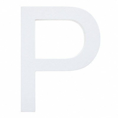 Arial Font White Painted MDF Wood Letter P (6 Inches)