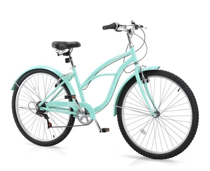 Женский велосипед, 26-дюймовый пляжный круизный велосипед, 7-скоростной пригородный велосипед (Aqua Green) - Изображение 4 из 4