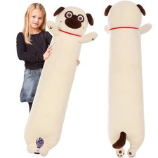 MaoGoLan Super Soft Stuffed Dog Pug Plush Pillow 43 inch Long Puppy Stuffed Anim
