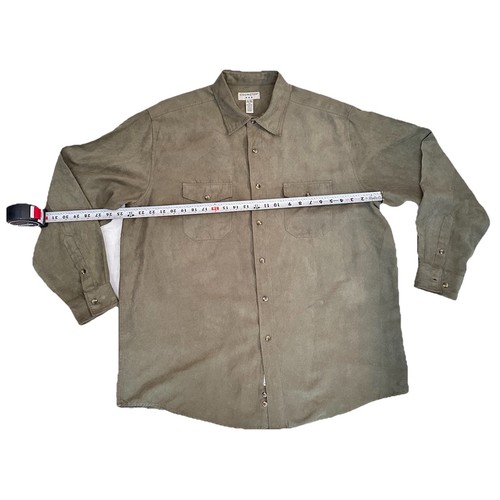 Vintage Covington Men's Faux Suede Button-up Olive Green Shirt Extra Large - Picture 3 of 8