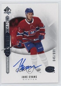 2020-21 SP Authentic Auto Future Watch /999 Jake Evans #165 Rookie Auto RC