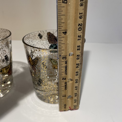 Vintage Georges Briard Lowball Rocks Glasses Butterfly Gold Speckles Lot of 4 - Picture 8 of 9