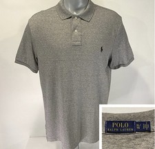 Polo Ralph Lauren XL Short Sleeve Mens Shirt Gray Smooth Cotton 2 Button Collar