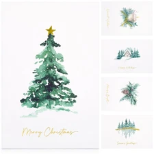 ZICOTO Beautiful Christmas Cards Set of 20 with Watercolor Designs - Incl. Bu...