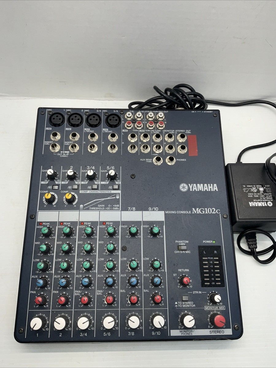 Yamaha MG102c 10 Channel Stereo Mixer W/Power Supply POWERS ON