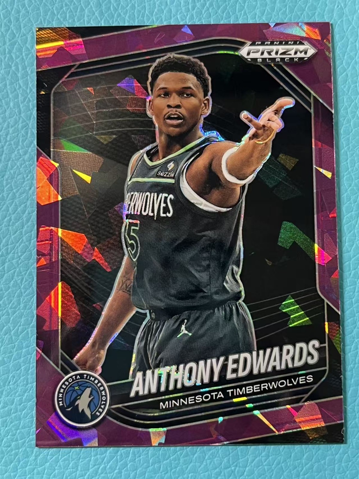 Anthony Edwards 2024-25 Panini Prizm Black 131/149 Purple Cracked Ice #17
