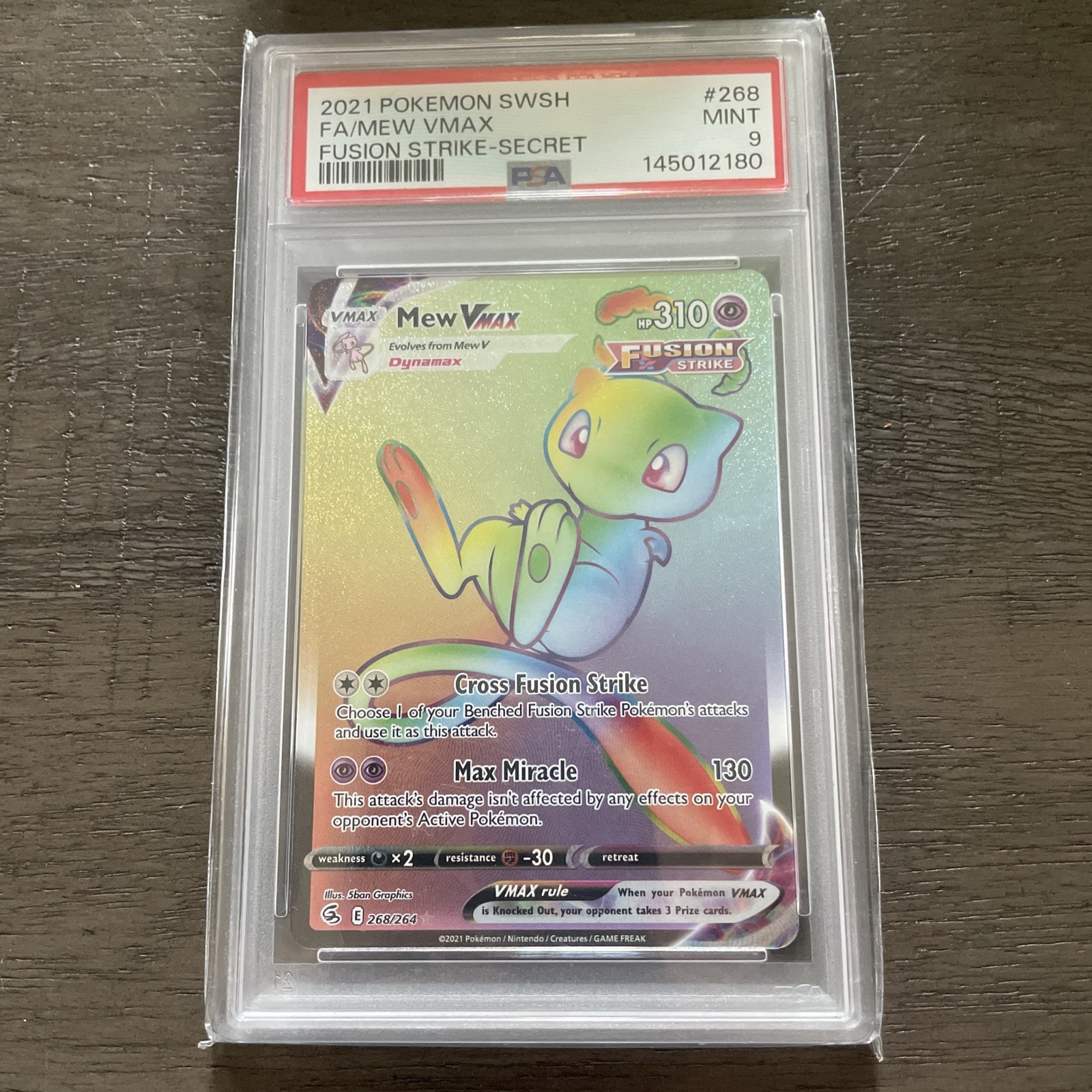 2021 Pokemon Mew VMAX Secret Rare 268/264 Swsh08: Fusion Strike PSA 9 Full Art