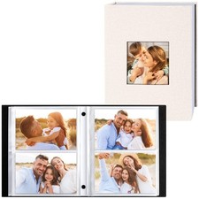 4x6 Photo Album 200 Pockets, 2 Packs, Linen, Horizontal Photos Beige