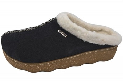 Rohde Damen Lederpantoffel Foggia Schwarz Lammfell 6125-90