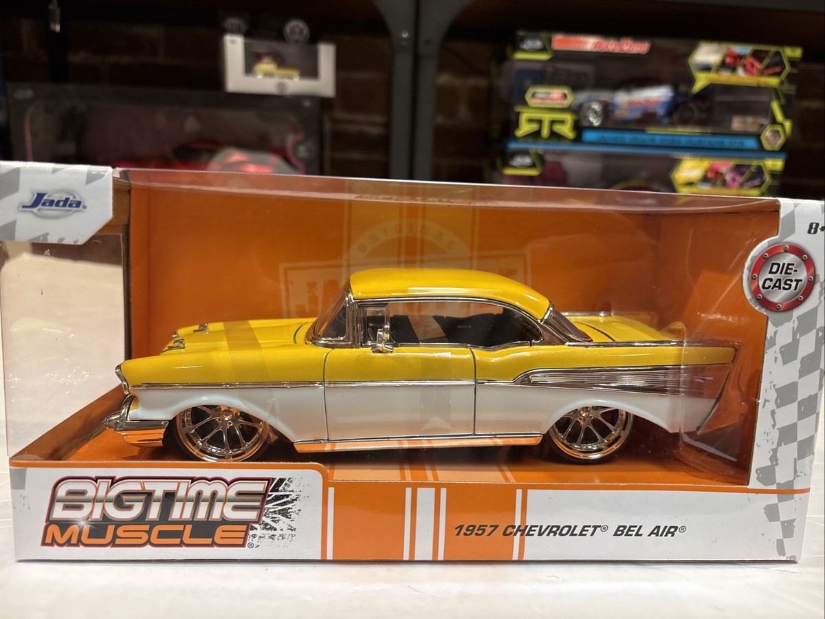 Jada Big Time Muscle 1:24 1957 Chevy Bel-Air Yellow & White | eBay