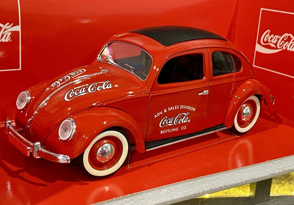 Coca-Cola 1979 Red Volkswagen Beetle Die Cast Car RAGTOP 1/18 Scale VW BUG Mint - Image 3 of 4
