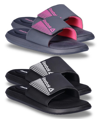 Lot of 2 Reebok Women s Adjustable Slides Sandals - Pink Black Memory Foam -Sz 9