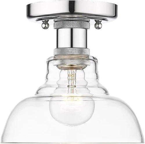 Brushed Champagne Bronze Flush Mount Light with Clear Glass Shade - Picture 6 of 8