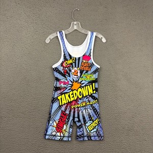 Comic Wrestling Singlet Adult Small Multicolor All Over Print Spandex Sports