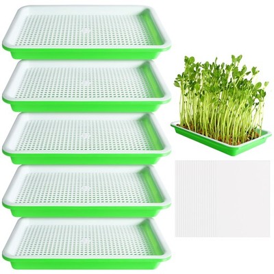 EBaokuup 5 Pcs Seed Sprouter Tray with Drain Holes - BPA 5pack, Green,5pack