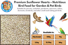 Image of Premium Sunflower Hearts, Nutritious Food for Garden & Pet Birds, 50g - 18kg