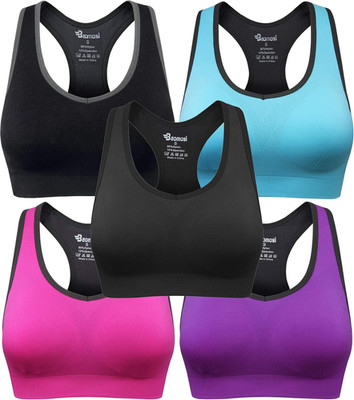 Women'S Seamless Racerback Sports Bra High Impact Support Yoga Gym Workout Fitne