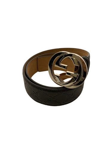 GUCCI Men's Leather Belt in Black with All-Over Print (114984)