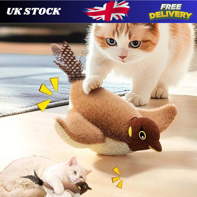 Elektronischer interaktiver fliegender Vogel Katzenspielzeug USB Haustier Simulation Spatz Spielzeug