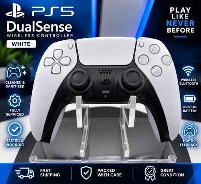 Sony PS5 DualSense Wireless Controller White Cleaned Serviced Tested Working!