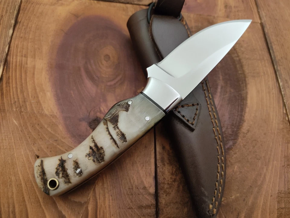 Cuchillo de caza de supervivencia de camping de acero inoxidable 440c hecho a mano personalizado hoja fija Foto 4 de 4