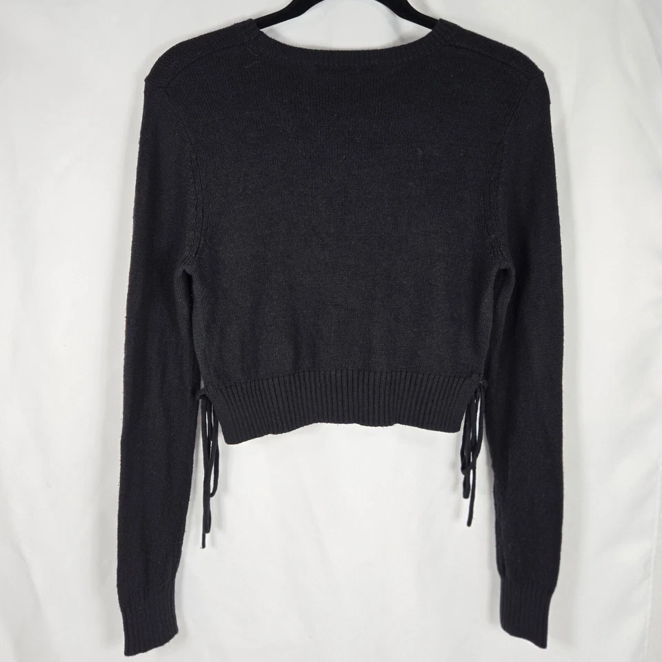 Suéter tejido Brandy Melville recortado lazo lateral manga larga pequeño mezcla de lana Foto 3 de 4