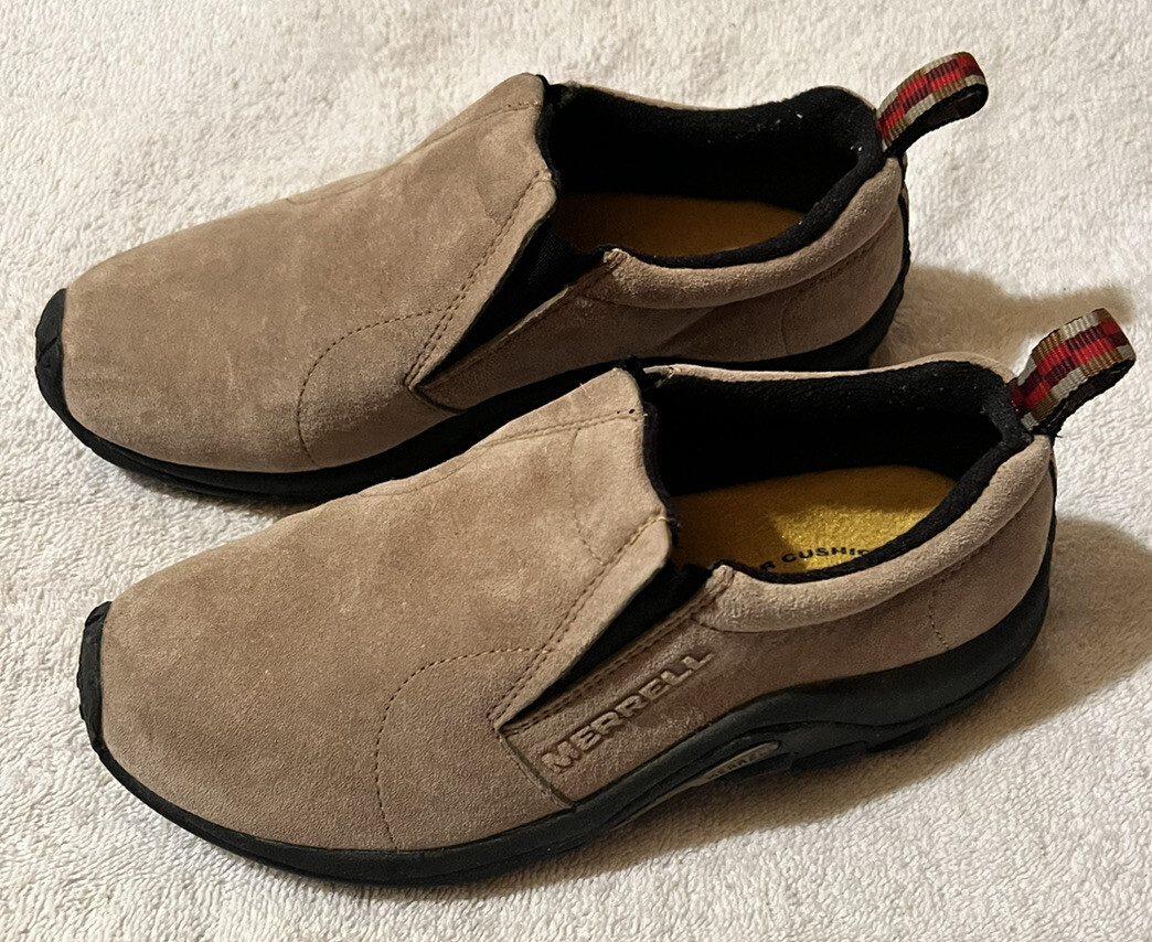 Merrell Jungle Moc Classic Taupe Suede Air Cushion Woman’s 6.5 Walk Hike Shoes