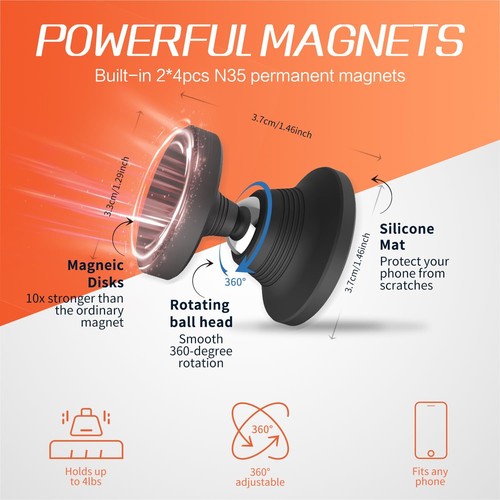 Dual Magnetic Phone Holder For Gym Strong Magnet Gym Phone Mount&holder Fit All - Picture 4 of 7