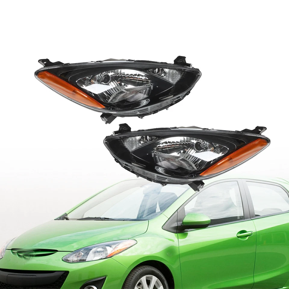 Pair Halogen Headlights Left&Right Side Headlamp For 2011 2012 2013 2014 Mazda 2 - Image 2 of 4
