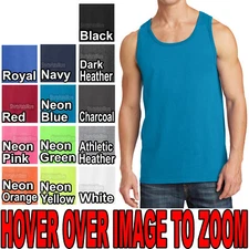 MENS Solid Tank Top 100% Preshrunk Cotton Includes NEONS S-4XL NEW