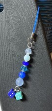 Lucky BLUE DICE Beaded Cell Phone Charm Strap Dangle iPhone Android UNIQUE