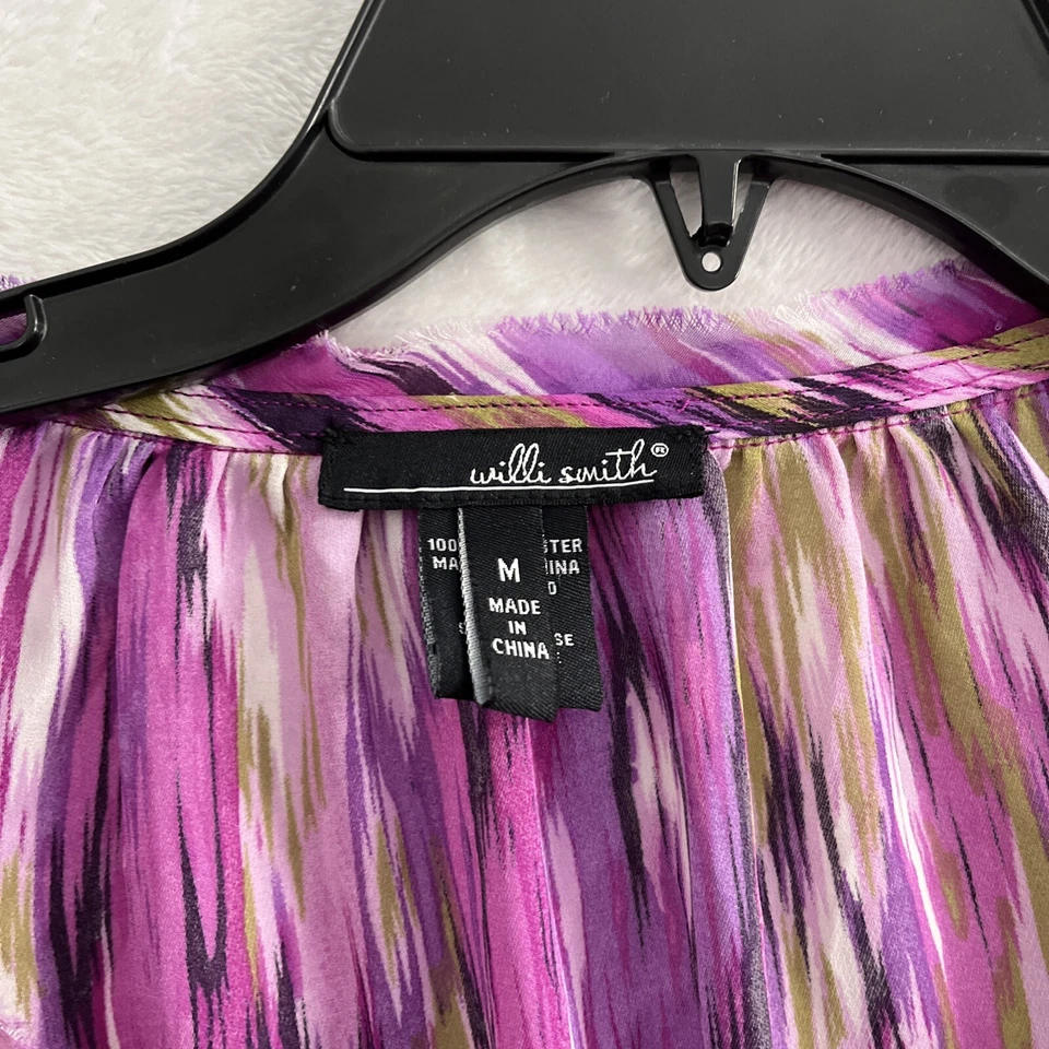 Blusa Willi Smith Transparente Top Mujer Mediana Geométrica Púrpura Manga Larga Poliéster Foto 2 de 4