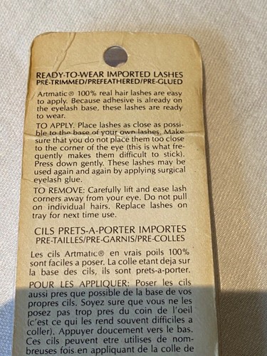 Vintage Real Hair False Eyelashes Artmatic Blinkers D.Black Bottoms - Picture 5 of 7