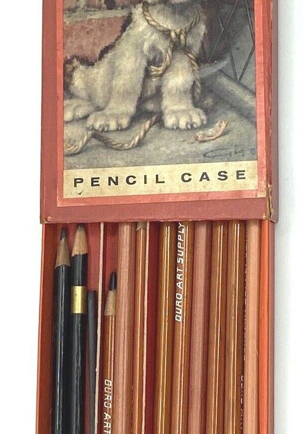 Vintage Pencil Case Sliding Box Tray w/ 11 Dura Art Supply Pencils Included eBay