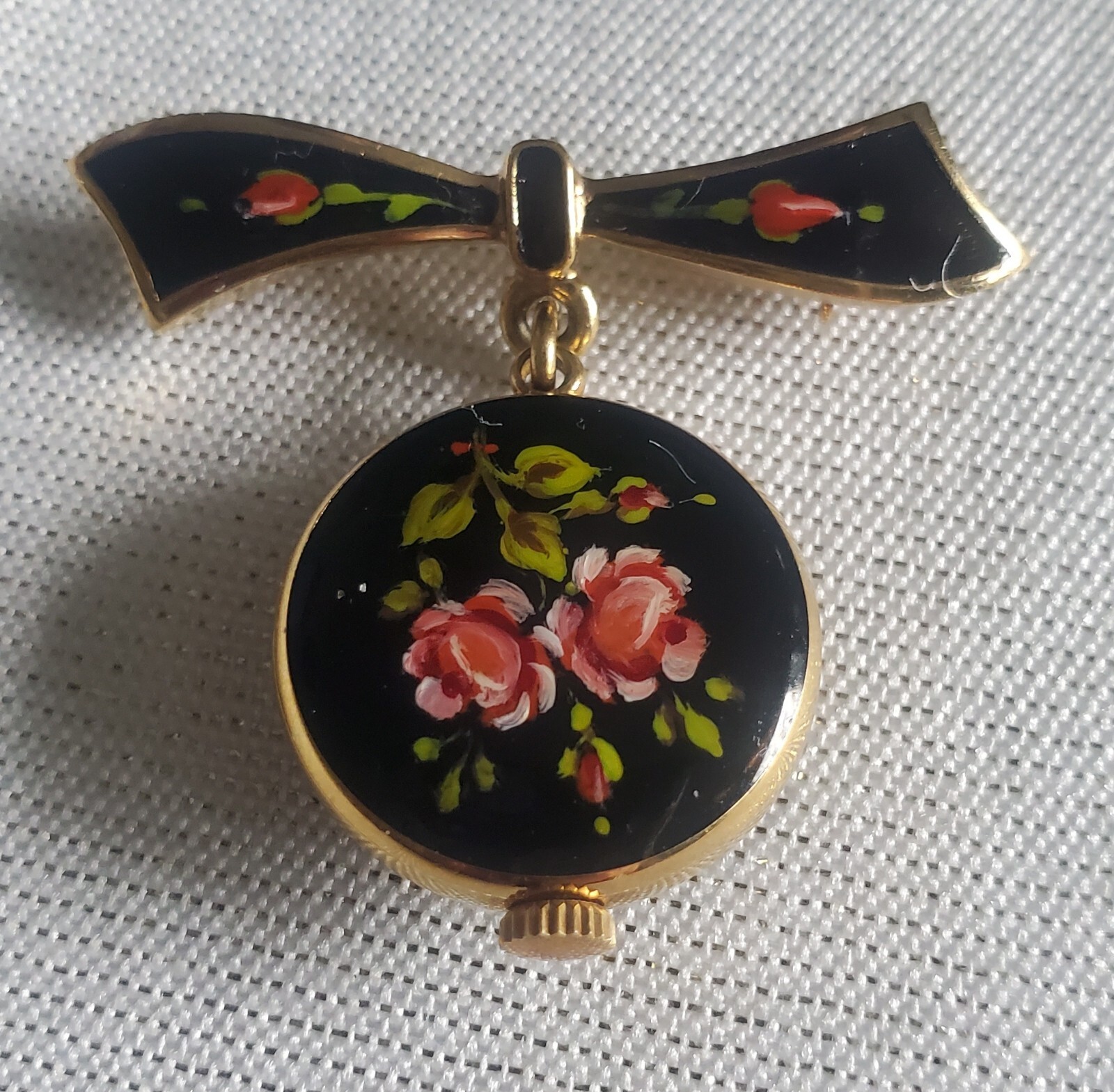 Vintage Rare B Altman & Co Black Enamel Floral Watch Pin Brooch | eBay