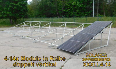 Aufständerung f. 4-14x Module zweifach vertikal Flachdach Container Photovoltaik